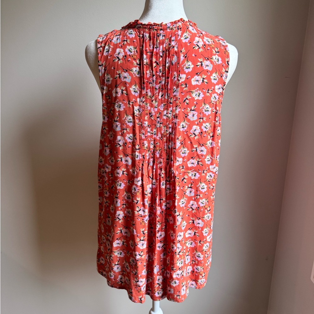 Sanctuary Garden Swing Top Floral Sleeveless Blouse Orange Size Small Tie Front‎ - Picture 5 of 8